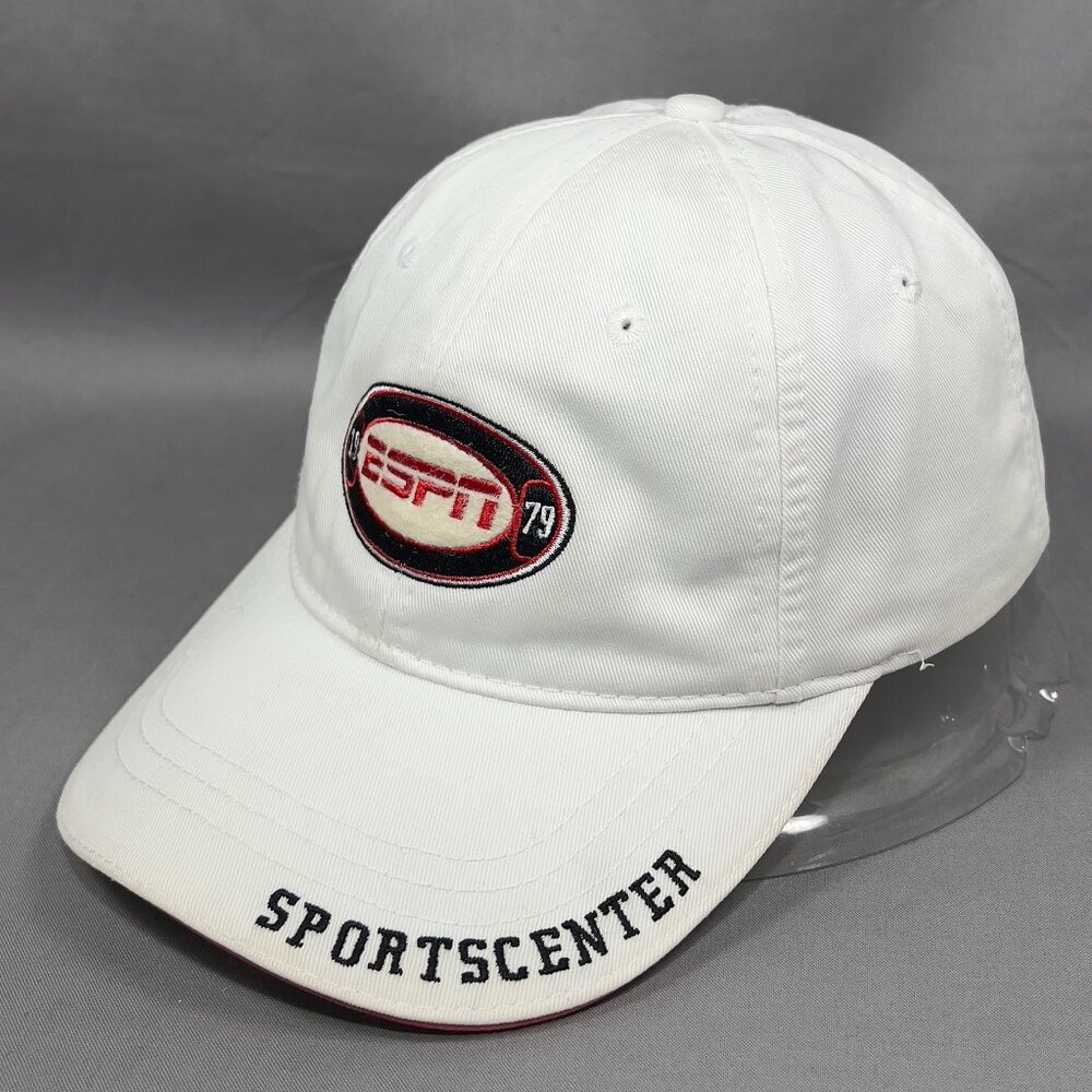 Vtg ESPN Sportscenter Strapback Hat Cap Drew Pearson White Baseball Dad Mens